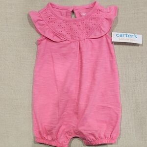 Carter's Bright Pink Eyelet Romper